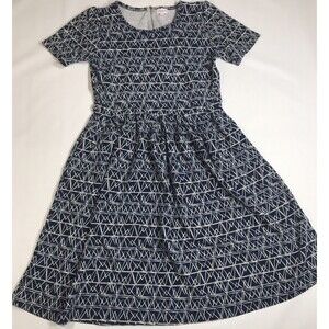 Navy Geometric Pattern Dress